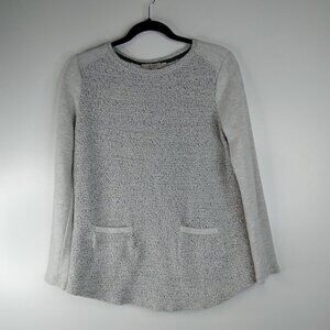 LOFT Ann Taylor Gray Pullover Sweater Front Pockets Size S